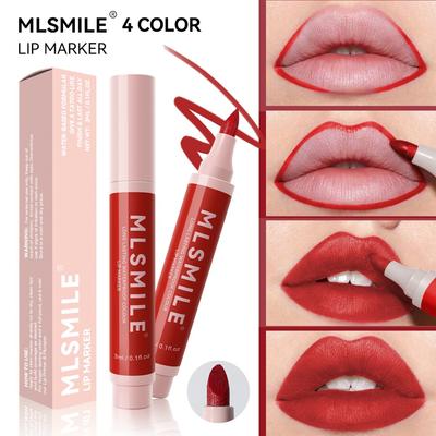 MLSMILE Non -stick Cup Lip Dye Pen, Matte Color, Color Marker Pen, Red Lip Glaze Lip Line Pen
