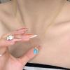 Japan and Korea Simple Moonstone Aquamarine Necklace Niche Cold Collarbone Chain Neck