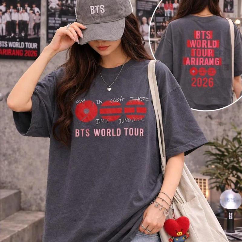 New BTS Arirang World Tour Graphic Unisexcotton Shirt,There Are Children Size,Kpop Summer Men's Women's Fashion Tshirt