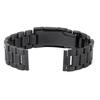 Black Stainless Steel Watch Band Strap Curved End Solid Links 16mm 18mm 20mm 24mm