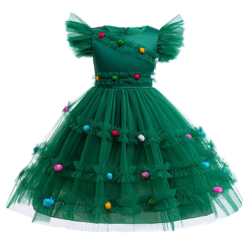 Foreign Trade Cross-border Christmas Party Dress Girls Princess Dress Bow Dress Children Gauze Dress Dress NN64