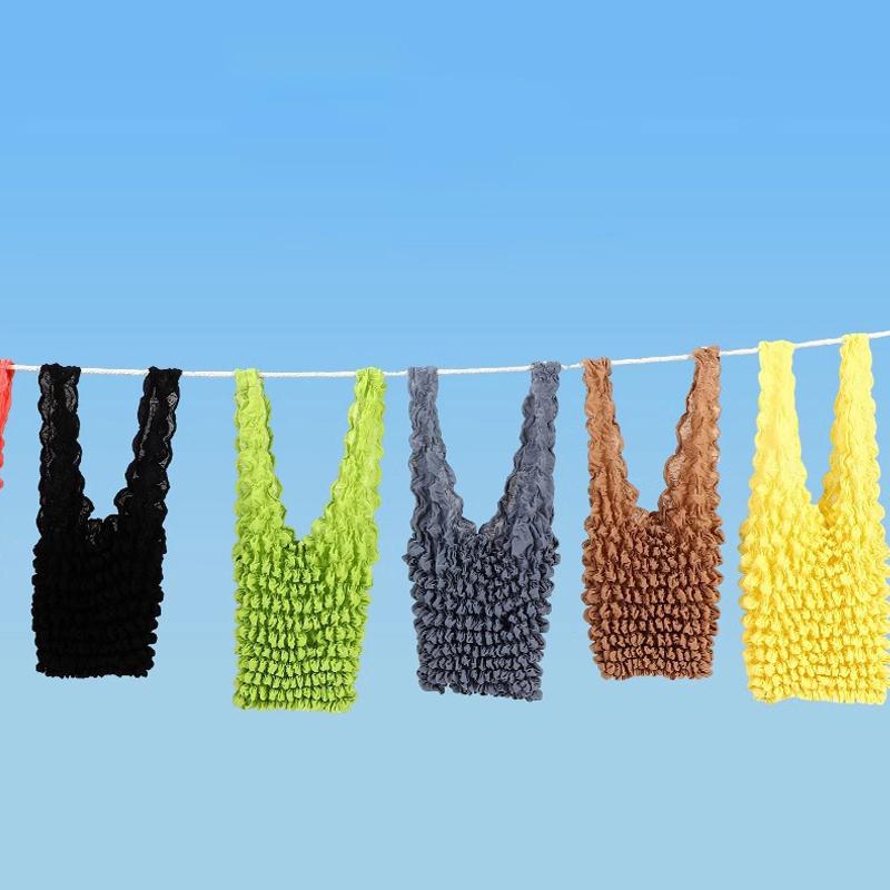 Creative Magic Expansion Fold плиссированная гибкая эластичная сумка для покупок Большая вместимость Многоцелевая пузырчатая эластичная портативная сумка фиолетовый