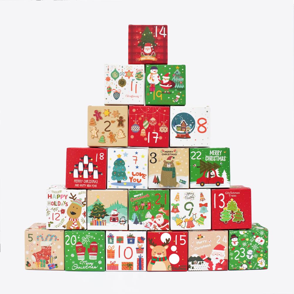 

Christmas Countdown Advent Calendar Gift Box with Numbered Candy Compartments – Festive Paper Packaging