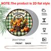 2D Flat, 1pc Aluminum Circular Sign Welcoming The Autumn Harvest, Featuring Rustic Pumpkin And Checkered Decorations with Cursive Lettering, Suitable