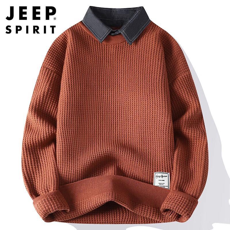 

JEEP SPIRIT Men s Faux Two-Piece Shirt Collar Sweater XL