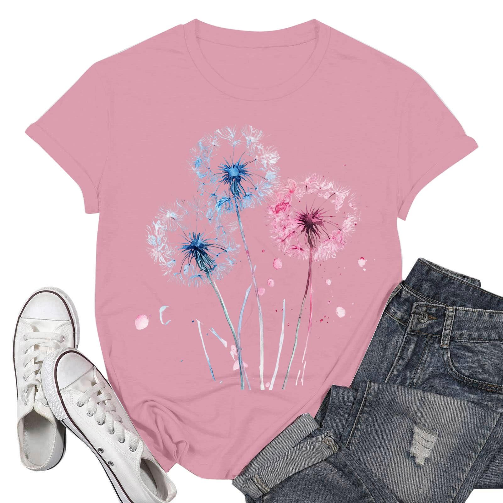 

Женские модные повседневные пуловеры с короткими рукавами и круглым вырезом с принтом M розовый