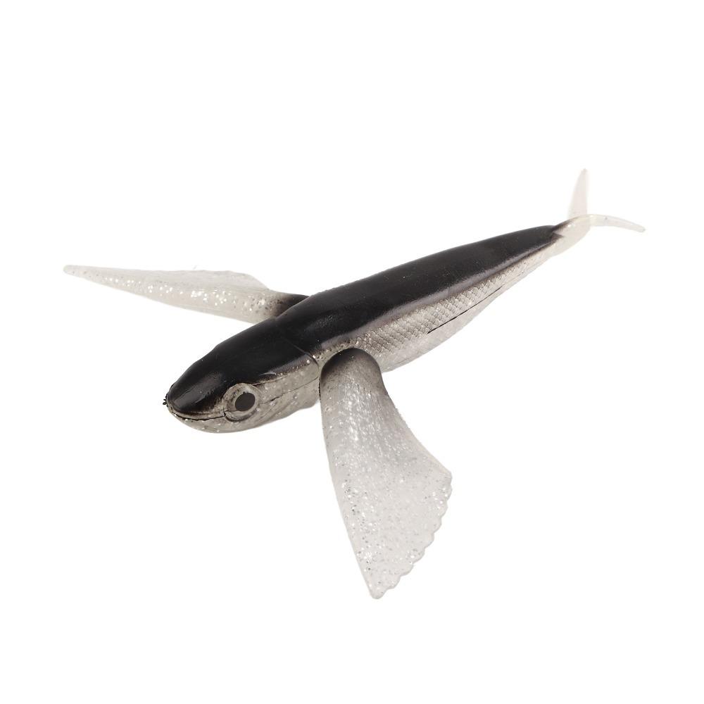 

Durable PVC Flying Fish Lure 21cm Soft Flying Fish Bait 3D Submersible Bionic Fishing Lure Boat Fishing чорний