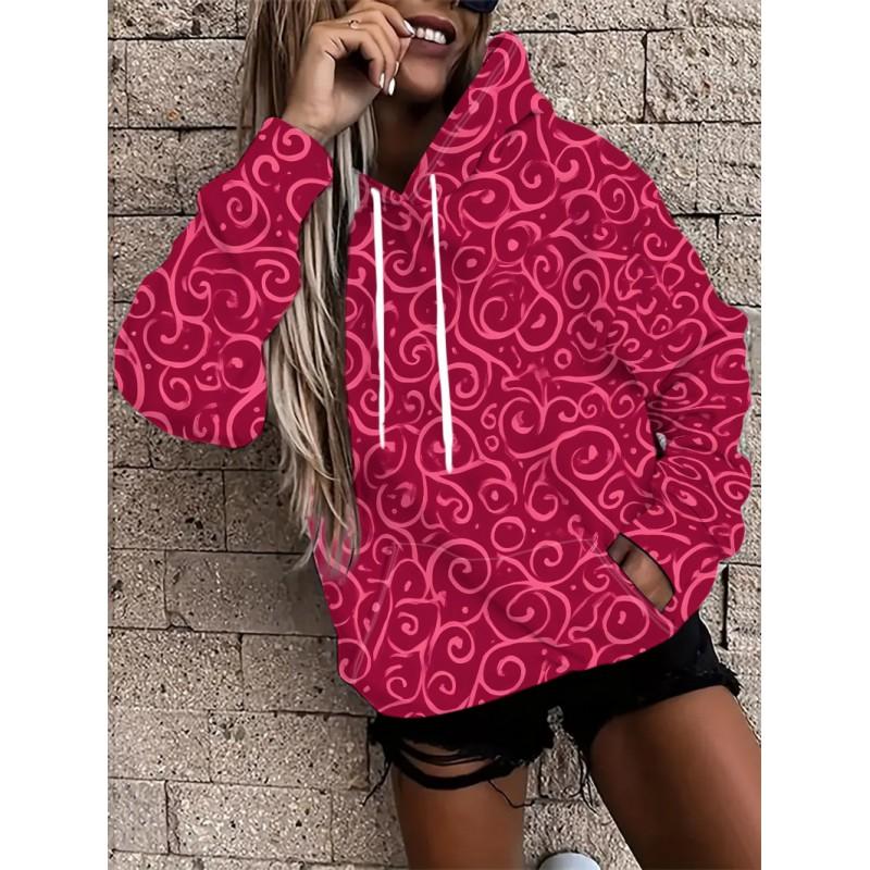 Womens Oversized Hooded Sweatshirt With Botanical Cartoon Print Loose Fit Comfortable Casual Top 2025