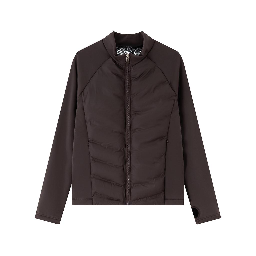 Women's new slim-fitting light sports jacket stand-up collar cotton-padded coat autumn and winter ribs running warm cotton-padded coat black