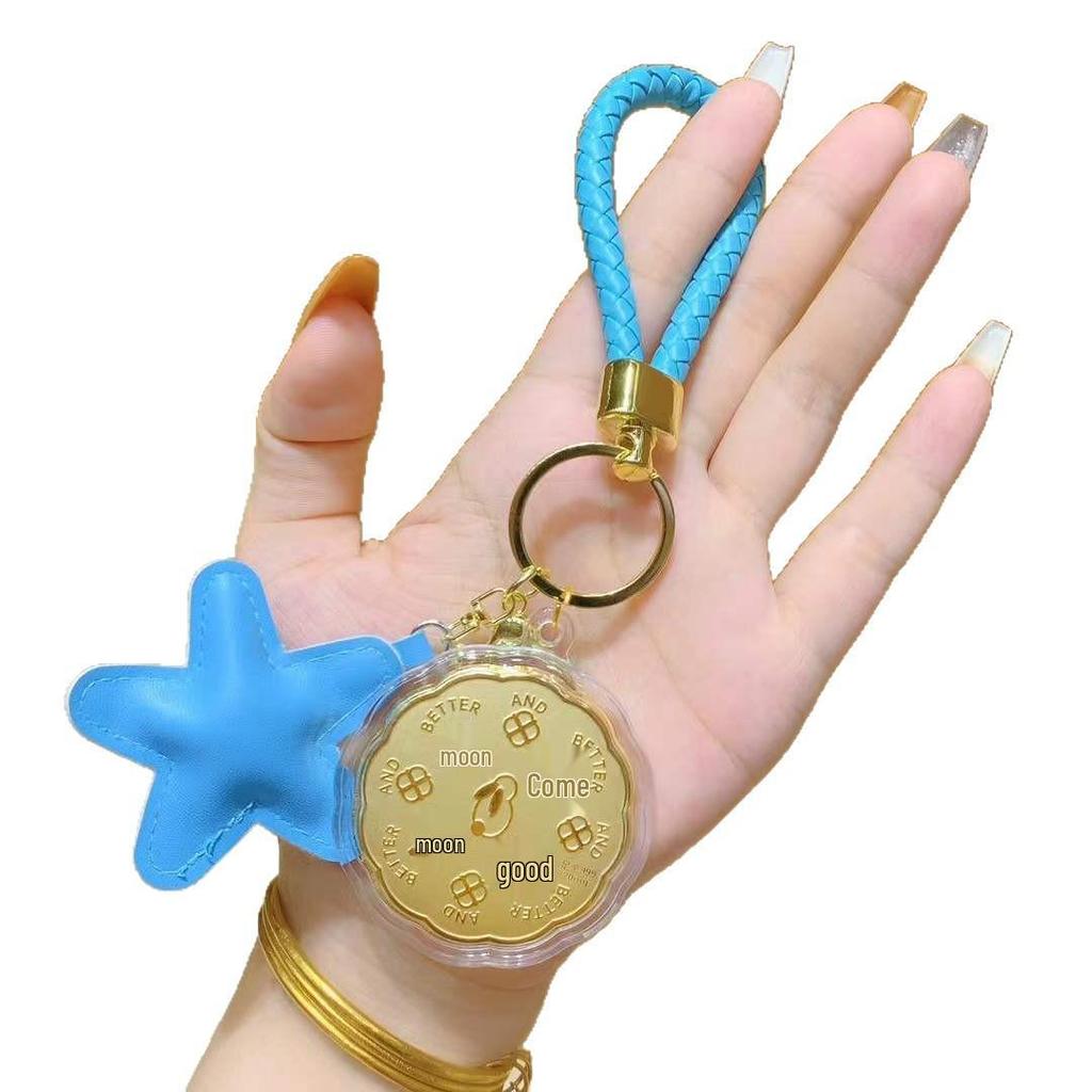 999 Pure Gold Mooncake Handbag Charm Keychain – Mid-Autumn Festival Gift