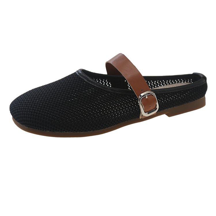 

Korean version of casual shoes sandals mesh soft sole breathable casual women s summer 2024 new single shoes trendy bag head slippers 35 чёрный