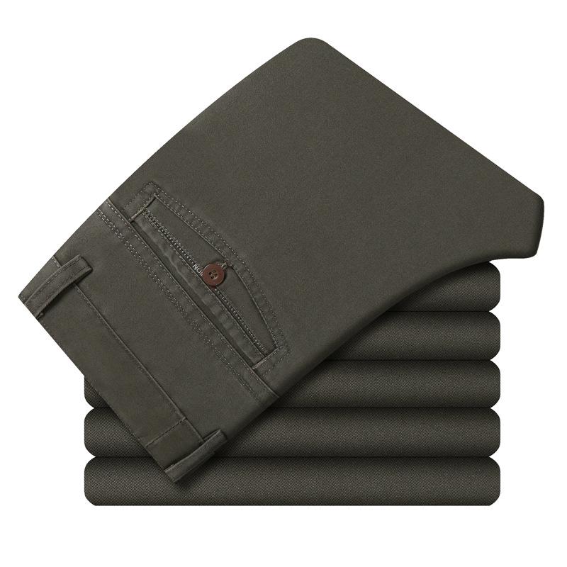 Men's Autumn & Winter Pure Cotton Loose-Fit Business Casual Trousers for Middle-Aged & Elderly