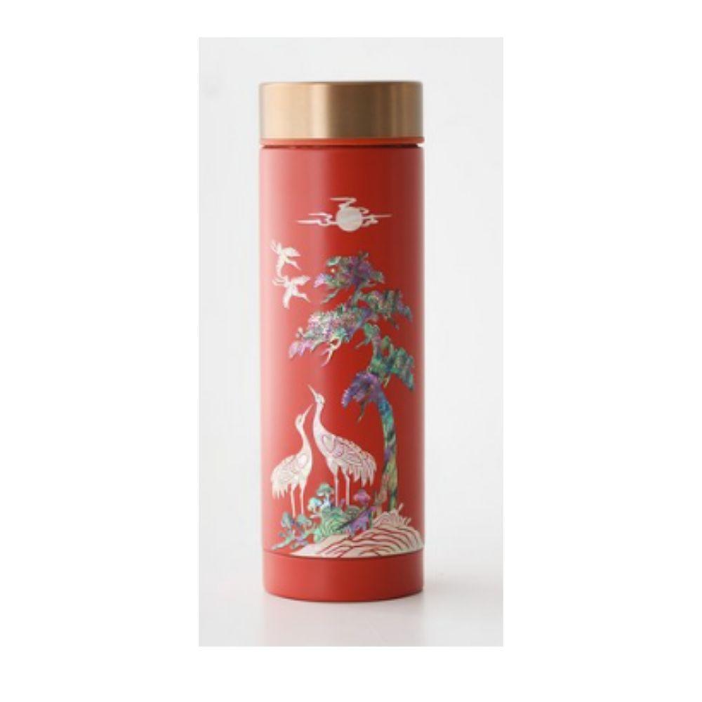 Korean Traditional Nacre Mother of Pearl Stainless Steel Tumbler Flask (Navy / Red)