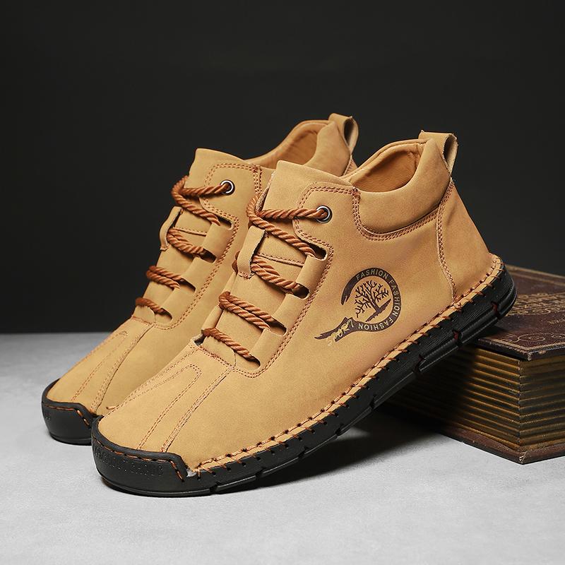 Men's Casual Shoes Side Zipper Short Boots Versatile Flat Bottom Trendy Fashionable Men's Shoes Suitable for Outdoor Sports