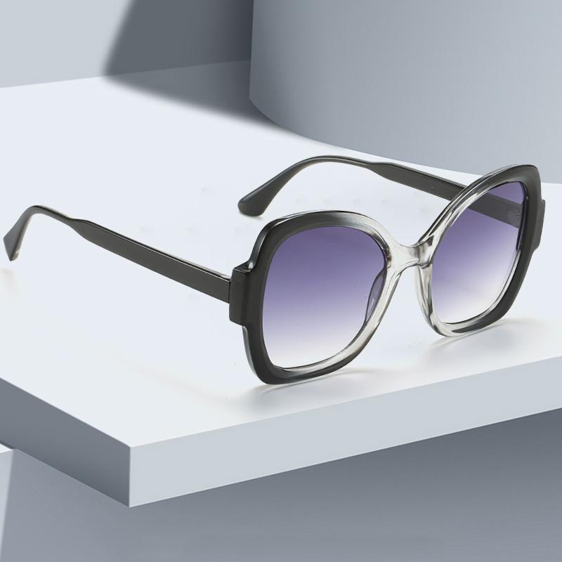 Vintage New In Fashionable Retro Brown Sunglasses With Geometric Edge Gradient Brown Lenses Sunglasses For Women