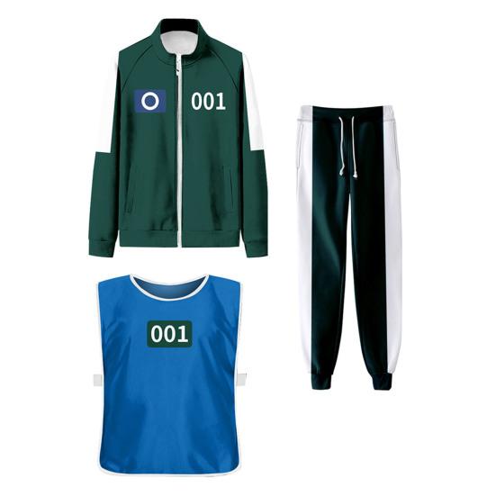 Kostým Hry oliheň 3. série Třídílný set Korea Převlek Pánský oblek pro Tým Modrý Sportovní Unisex Mikiny Sportovní oblek