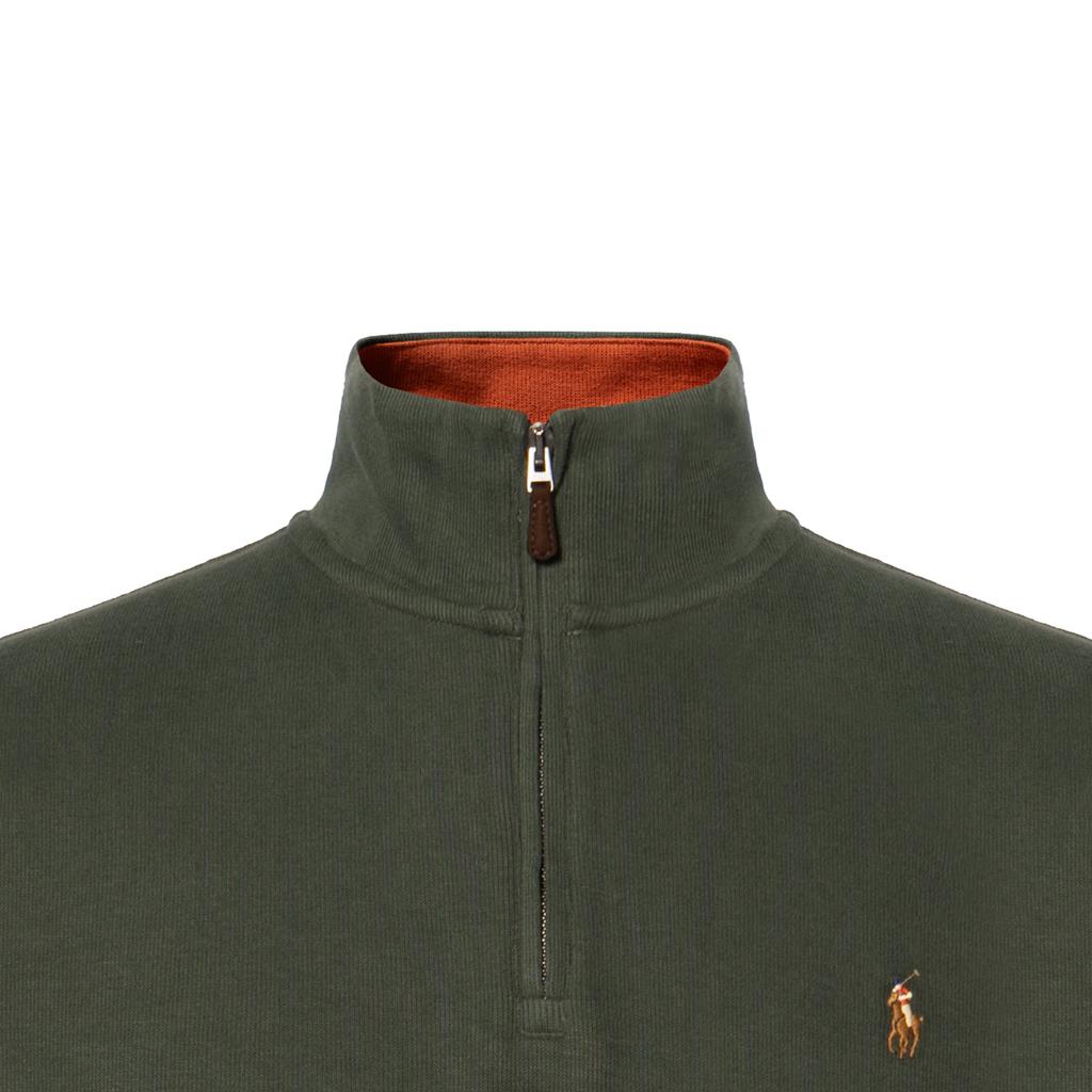 Polo Ralph Lauren Color Block Loose Fit Half Zip Long Sleeve Polo Shirt Men Tops Green MNPOKNI16822387