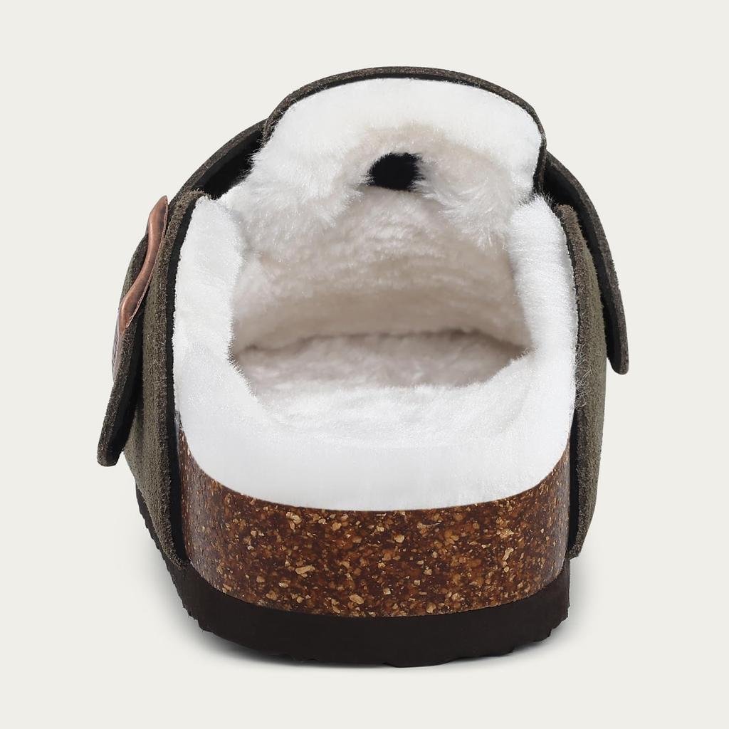 Fashion Shevalues Winter Classic Women's Mules Fur Lined Cozy Female Clogs Slides Cork Footbed Female Potato Shoe With Adjustable Buckle