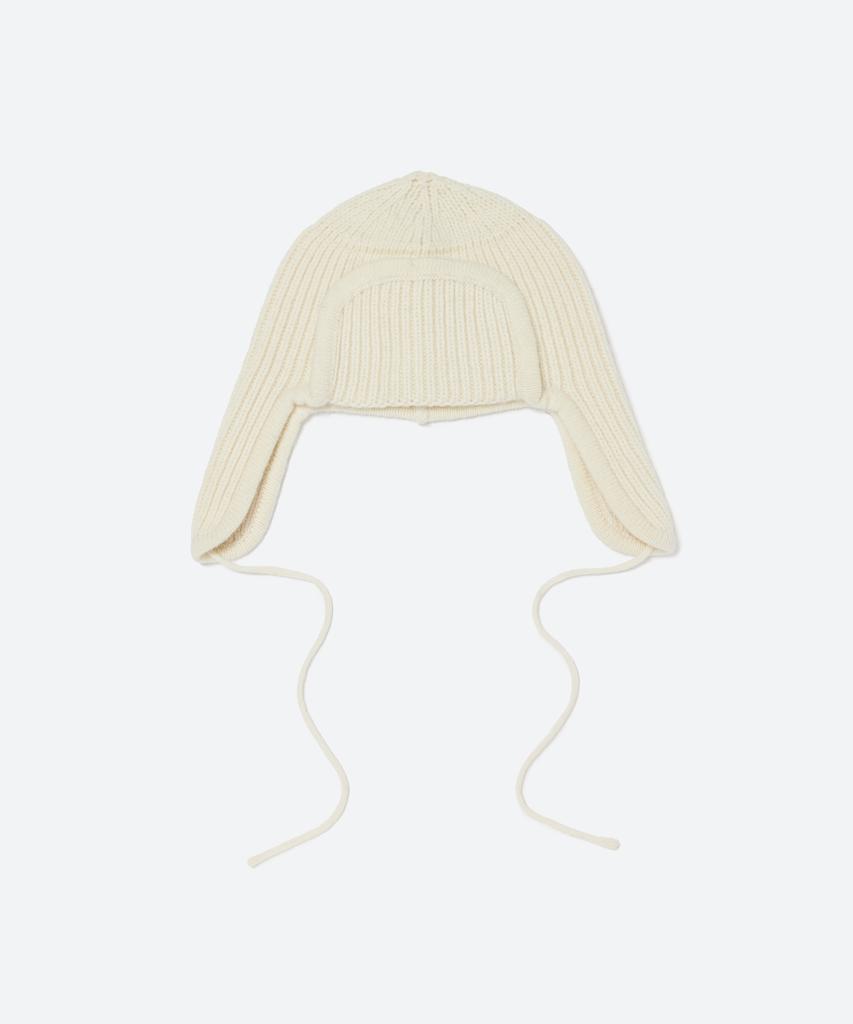 MOONSUN Ear Flap Wool Knit Hat / Ivory
