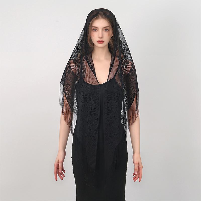 New Embroidery Lace Scarf Shawl Floral Triangular Veil Shawl For Women Party Scarf Wedding Poncho Stoles Ladies Headband Wraps