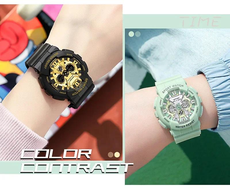 SANDA 6068 Watch ZSK FEMALE ELECTRONIC WATCH Middle School Student Sports Personality Trend Double Watch Temperament