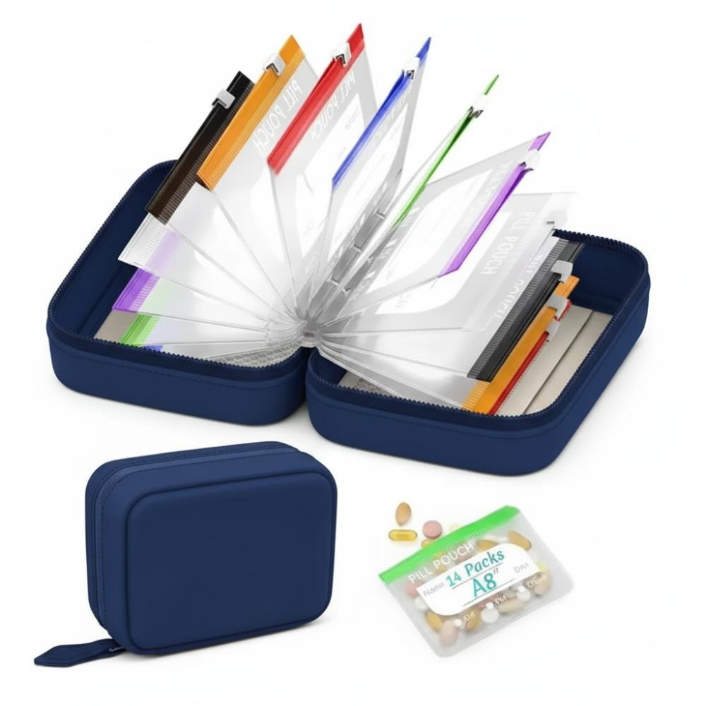 7/14PCS BPA-Free Weekly Pill Organizer Waterproof Pill Pouch Set Vitamin Storage Holder  Outdoor Use