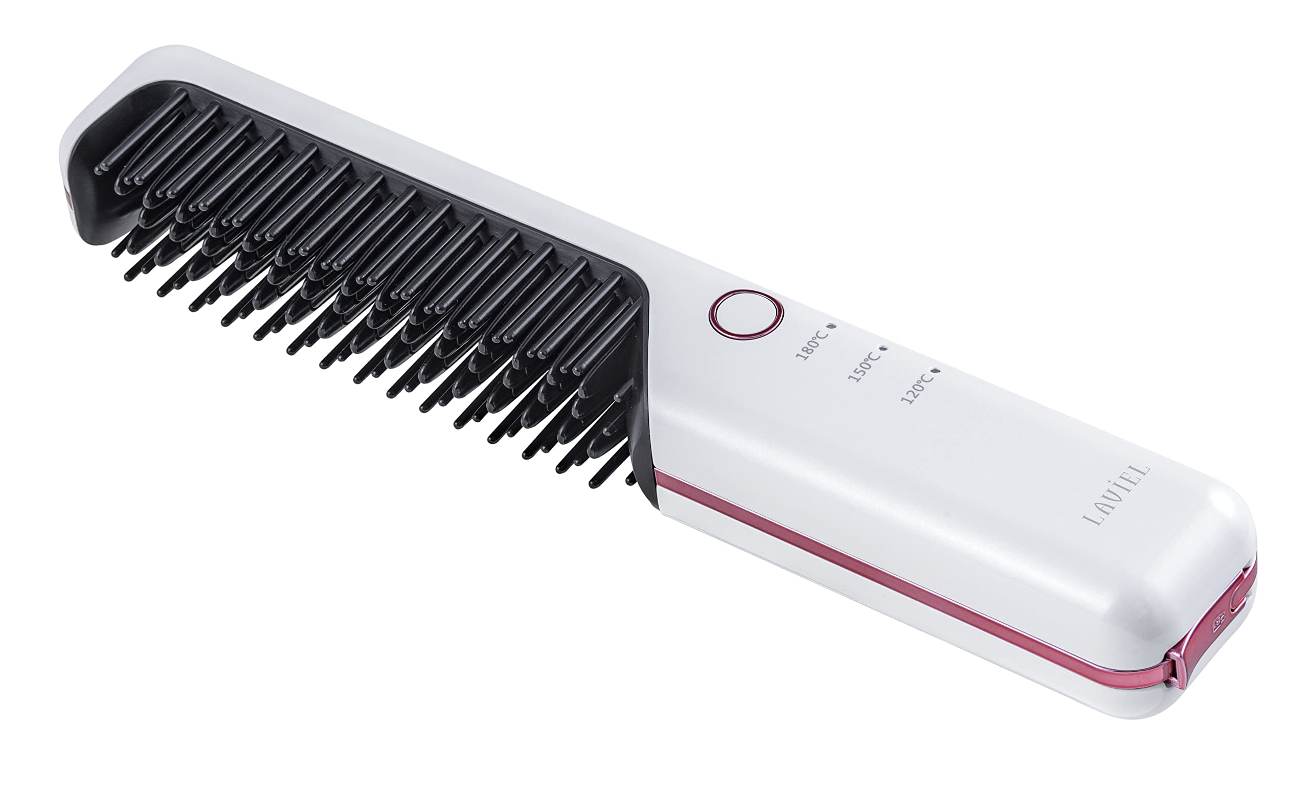 

LAVIEL Cordless Brush Iron, Mini Hair Iron, USB Rechargeable, Comb Iron, 3 Temperature Settings, Max 180°C, Portable, White (LV-CL-BI)