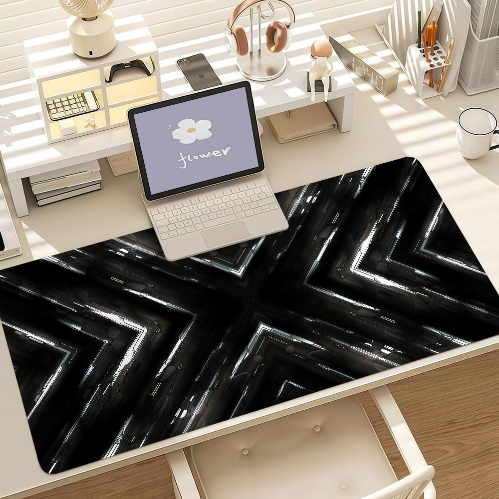 Abstract Black And White Mouse Pad Anti Slip Rubber Edge Locked Thickened Laptop Gaming Desk Mat