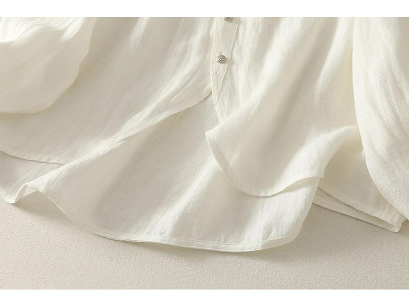 Retro Silver Buckle Zen Style White Linen Sun Protection Jacket