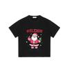 Christmas T-Shirt Black Santa Claus with Sleigh Hashtag and Drink Print for Holiday Party