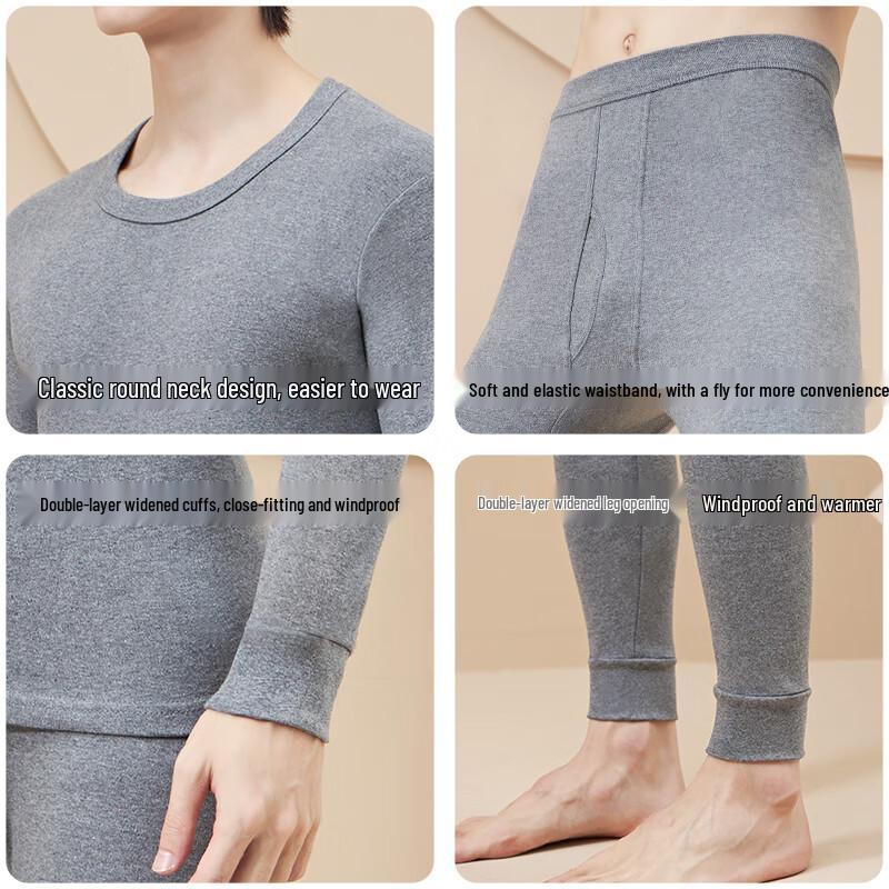 LANGSHA Herren Thermounterwäsche Set aus reiner Baumwolle