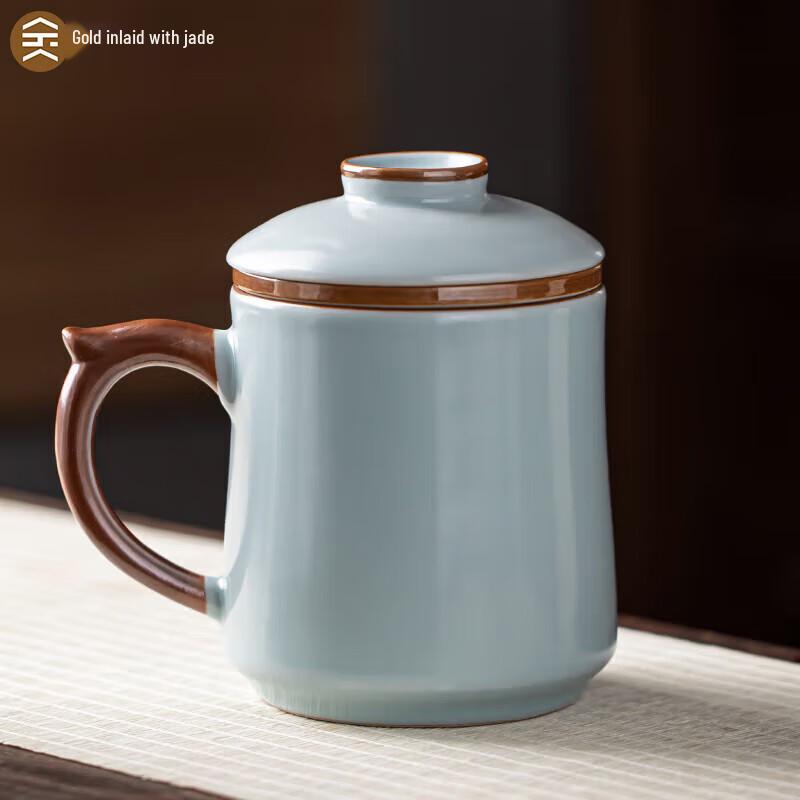 Ru Kiln Ceramic Tea Infuser Office Cup with Gift Box