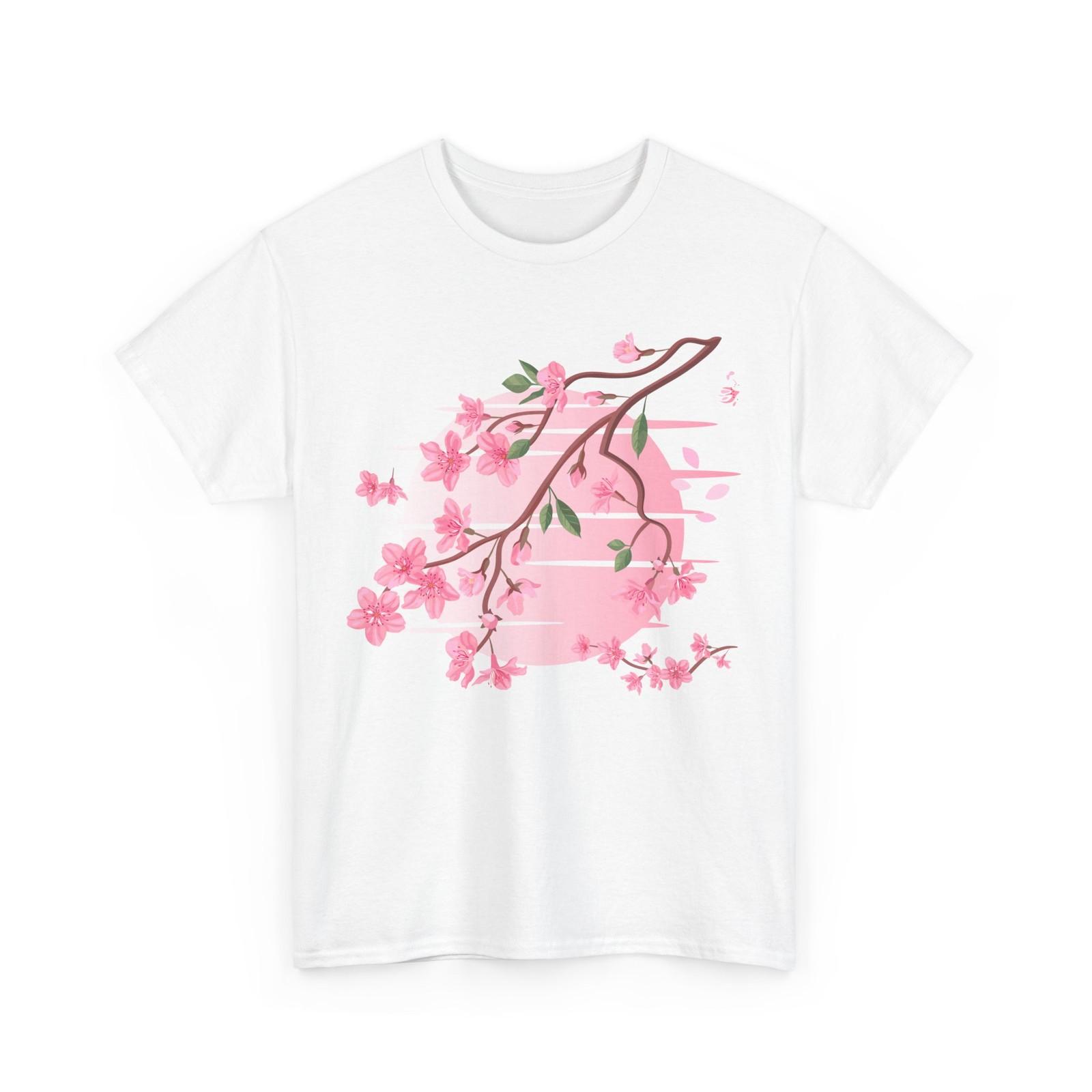 Cherry Blossom T-Shirt, Moon Japanese Culture Lovers Sakura Trees Shirt S
