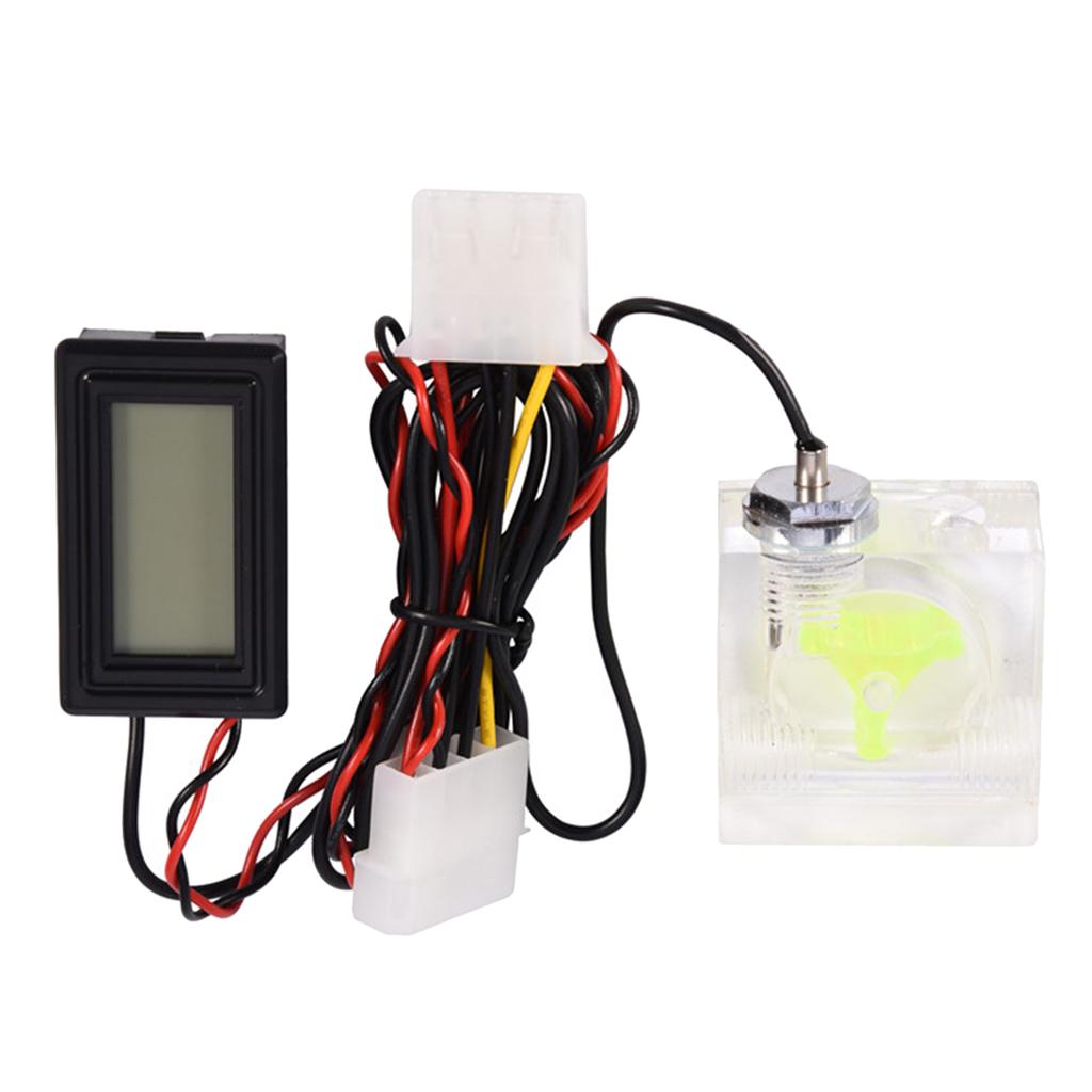 PC Computer 3 Way Flow Meter Digital Thermometer for Water Cooling System Kit