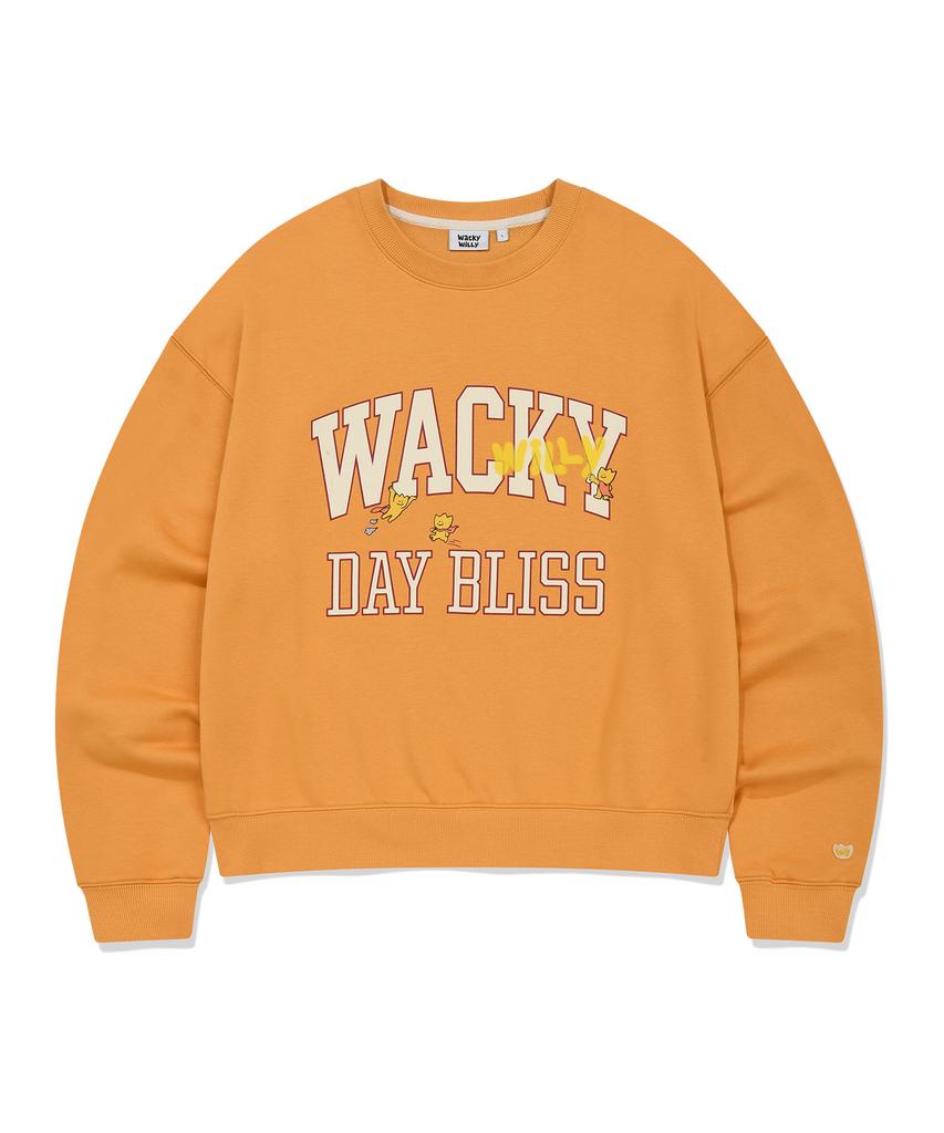 WACKY WILLY Old School Typography Sweatshirt Orange