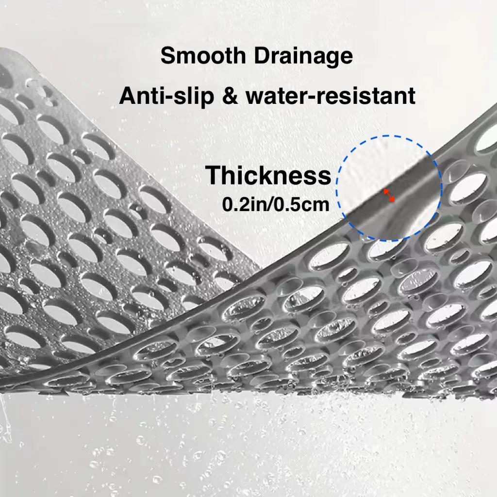 Suction-Cup Non-Slip Bath Mat 17x30inch Quick-Drain Massage Round-Hole Bathroom Shower Kitchen Balcony Elderly Home Bath Decor