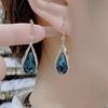 Pendant Earrings 1 Pair Hook High-class Temperament Elegant Rhinestone Gift Women Faux Purple Crystal Waterdrop Dangling Fashion Jewelry