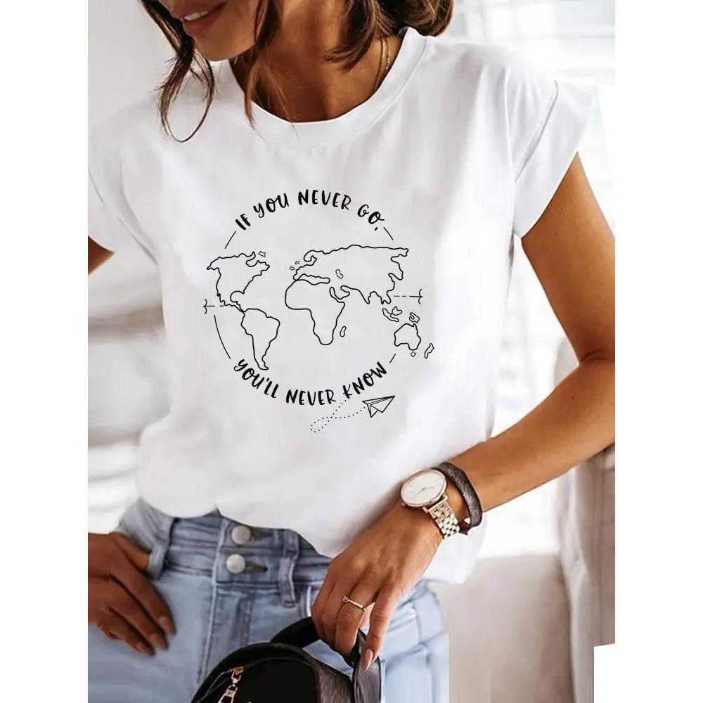 2025 Summer Women Clothes Style Trend Print T-shirt Fashion Short Sleeve Cute Casual Clothing