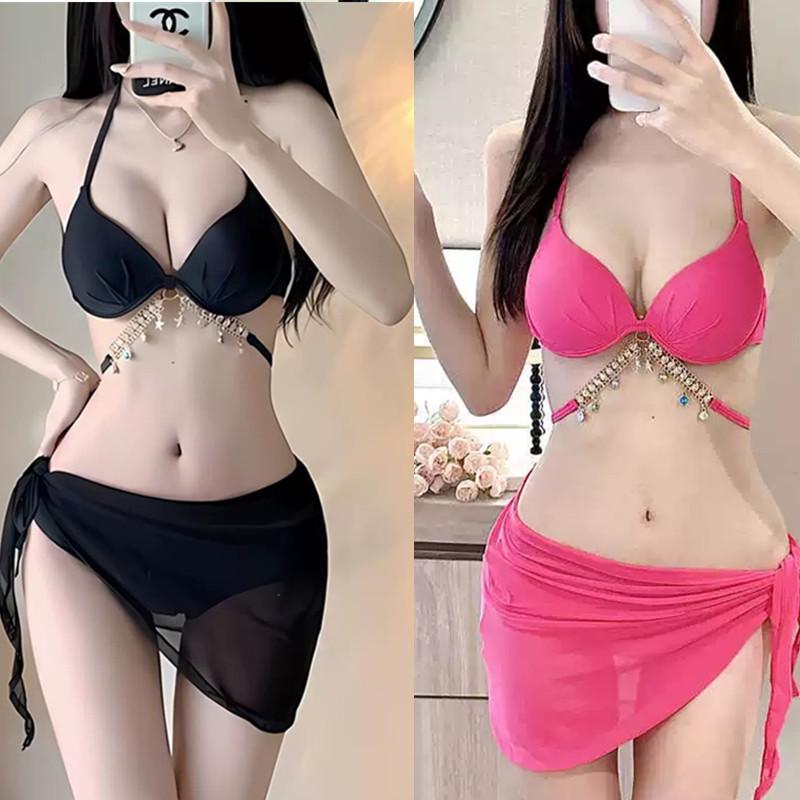 

Mermaid Diamond Chain Bikini: High-End, Three-Piece Swimsuit Set for Beach Vacations L [110-120 lbs]