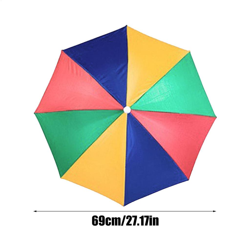 Head-Mounted Umbrella Hat Fishing Sunshade Headwear Umbrella Foldable UV Protection with Elastic Band for Kids Adult Outdoor Use