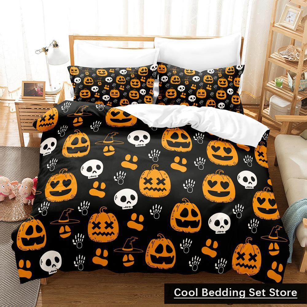 New Halloween Flying Vampire Bedding Set Single Twin Full Queen King Size Bed Set Adult Kid Bedroom Duvetcover Sets Anime Bat