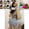 Borsa a Spalla da Donna Trendy in Peluche nei Raffinati Toni Rosa Grigio Kaki Arancio Verde per l'Inverno 2024