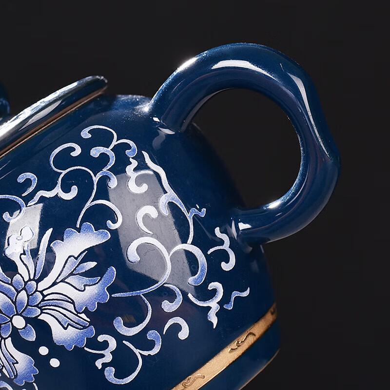 Dehua Enamel Blue and White Porcelain 10-Piece Gaiwan Tea Set