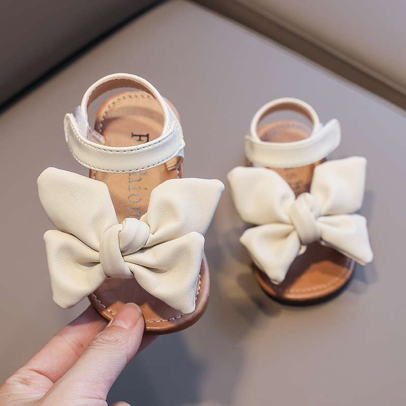 Girls sandals 2025 summer new soft-soled children's shoes bow non-slip beach shoes little girl princess sandals
