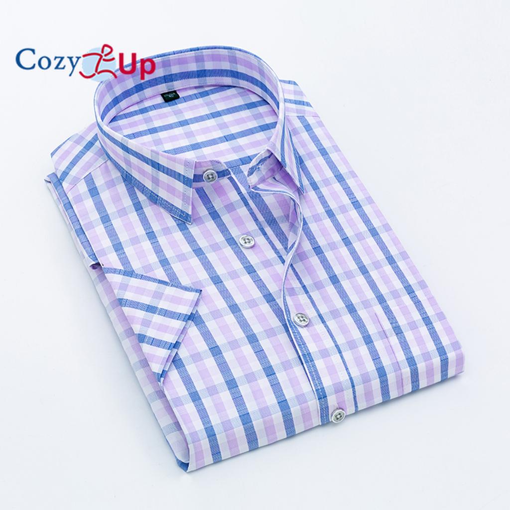 Útulná pánská tenká kostkovaná košile s krátkým rukávem Business ležérní košile