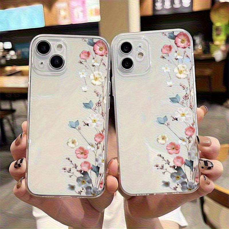 Aesthetic Flower Clear Phone Case For iPhone 17 Air 16E 16 15 14 11 Pro Max Plus 13 12 Mini 8 7 X Transparent Shockproof Cover