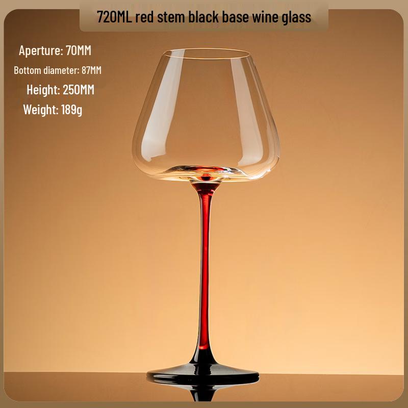Crystal Red Wine Glass with Gold Foil and Red Stem
