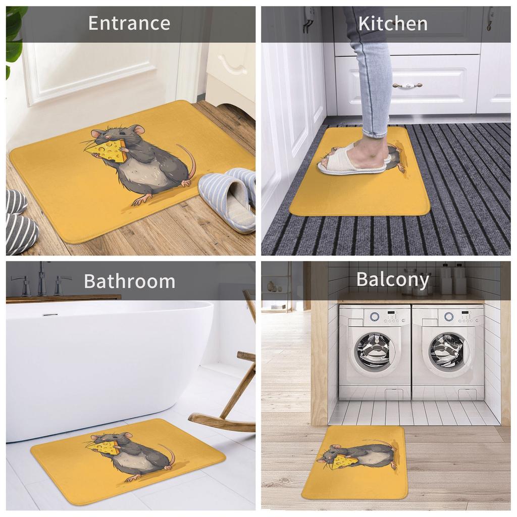 Do Rats Like Cheese Fashionable Style Door Mat Machine Washable for Bathroom Bedroom Living Room Entrance