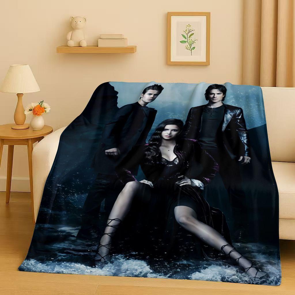 Classic The Vampire Diaries Damon Salvatore TV Flannel Blanket,Ultra Soft Warm Plush Throw for Home Bedroom Bed Sofa Cover Kids