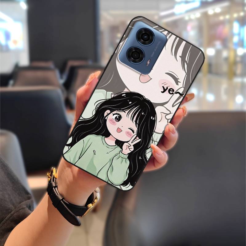 Phone Pouch Couple Phone Case For MOTO G24 Power TPU Soft Case Shockproof Durable Waterproof Cartoon Cute Protective